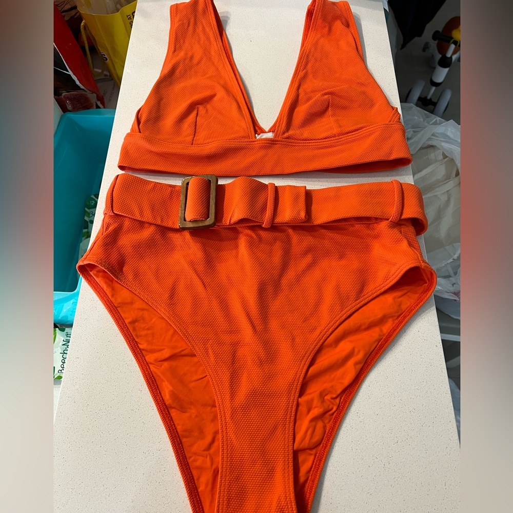 Textured high waisted bikini